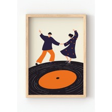 Miovi Works Vinyl Dance | Çerçeveli Modern Dans & Plak Müzik Temalı Salon Duvar Dekorasyonu Poster Tablo