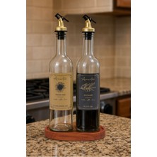 Özbience Amber 2'li 750 ml Cam Zeytinyağı ve Sıvıyağ Şişesi Seti