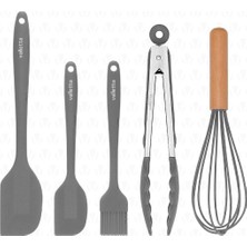 Özbience Isıya Dayanıklı 5'li Gri Silikon Spatula Seti, Mutfaklar Için Pratik ve Dayanıklı