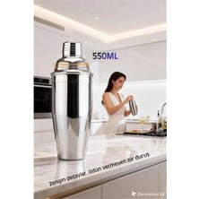 Marsilyan 550 ml Inox Shaker - Kokteyl Karıştırma Kabı  Süzgeçli Bar Shaker Paslanmaz Çelik