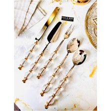 Özbience Altın Renkli 5 Parça Boncuk Servis Seti, Şık ve Zarif Sunum Hediye