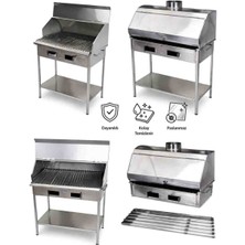 Özsal Krom Çelik 60X32 cm Büyük Boy Portatif Sehbali Kapakli Mangal