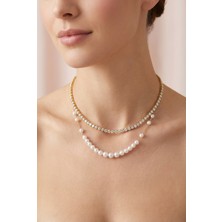 Stainless Steel Zarif Inci Detaylı Su Yolu Kadın Çelik Kolye