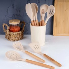 Özbience Bambu Saplı Silikon Servis Seti, Şık ve Dayanıklı Mutfak Gereci