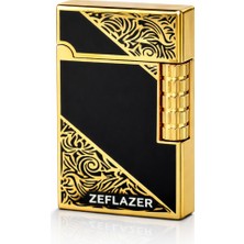Zeflazer Hediyelik Kişiye Isme Özel Lüks Tasarımlı Gold Siyah Metal Çakmak