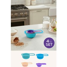 Özbience Renkli 4'lü Ölçü Kaşığı Seti, Çok Renkli, Mutfak Için Uygun