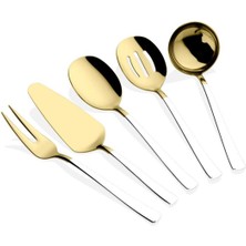 Özbience Beyaz Gold Sos Kepçe Seti, 5 Parça, Şık ve Kullanışlı Servis Takımı