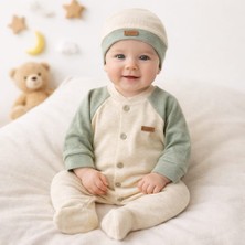 Leylek Yenidoğan Bebek Tulum+Şapka Takımı %100 Pamuk