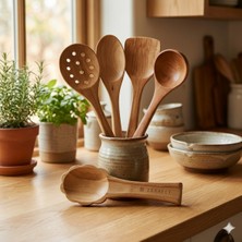 Özbience Bambu Kaşık ve Kepçe Seti 5 Parça, Sağlıklı ve Şık Mutfak Aksesuarları