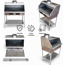 Özsal Krom Çelik 60X32 cm Büyük Boy Portatif Kapaksız Sehbali Mangal