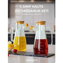 Özbience Bambu Kapaklı Vakumlu Cam Yağlık ve Sirkelik 3'lü Set