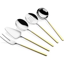 Özbience 24K Gold Kaplama 5 Parça Kepçe Seti, Şık ve Dayanıklı Mutfak Aksesuarı