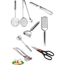 Özbience Çeyiz Seti, Yan Soyacak, Kevgir, Süzgeçli Maşa, Çırpıcı, Patates Soyacağı, Rende, Sarımsak Ezici, Makas