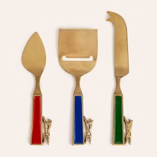 Özbience Şık Renkli Pirinç Çelik Servis Seti, 6X17X1 Cm, Zarif Tasarım