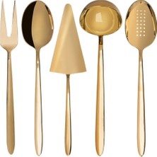 Özbience Şık 5 Parça Titanyum Gold Servis Takımı, Modern ve Dayanıklı Tasarım