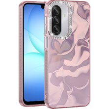 Maks Technology Galaxy A37 Kılıf Airbagli Parlak Taş Detay Tasarımlı Mkst Esila Kapak - Pembe