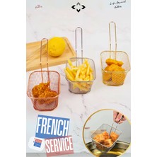 Özbience Mini Patates ve Tavuk Servis Sepeti, Paslanmaz Çelik Sunum Seti