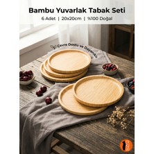 Özbience Bambu Servis Tabağı Seti 6'lı, 20X20 Cm, Şık ve Doğal Sunum Için