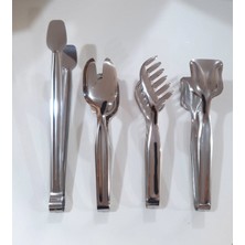 Özbience Paslanmaz Çelik 4 Parça Maşa Takımı, Dayanıklı ve Şık Mutfak Aksesuarı