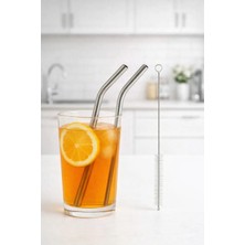 Snow Homs 6 Parça Metal Pipet Seti Paslanmaz Çelik Pipet ve Çubuk Pipet Temizleme Fırçası