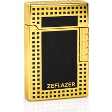 Zeflazer Hediyelik Kişiye Isme Özel Gold Siyah Metal Çakmak Kare Desen Premium