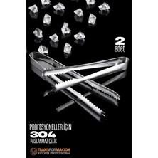 Özbience 15 cm Paslanmaz Çelik Buz Maşası Çift Paket, Kokteyl ve Şeker Servisi