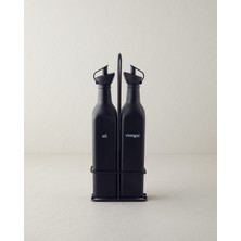 Özbience Çiftli Cam Yağlık ve Sirkelik Seti, 500 Ml, Şık Siyah Tasarım