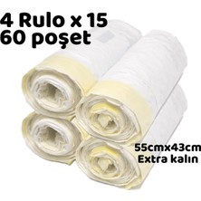 Yerli Çöp Poşeti Büzgülü Çöp Torbası - 55CMX43CM - Kedi Kumu Poşeti 4X15 Toplam 60 Poşet