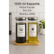 Özbience Cam Yağlık Seti 3'lü Çelik Kapaklı ve Etiket Hediye