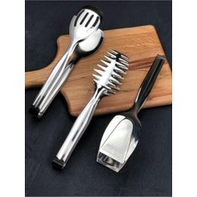 Özbience 3'lü Servis Maşa Seti, Paslanmaz Çelik, Salata ve Makarna Için Ideal