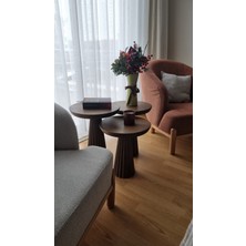 Ihlamur Wood Design Fitilli Koyu Ceviz 3 Lü Sehpa Set