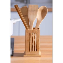 Özbience Bambu 5 Parça Kaşık Servis Seti, Şık ve Doğal Sunumlar Için Mükemmel