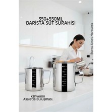Marsilyan İnox 350ml-550ml Barista Süt Sürahisi Seti - Süt Köpürtme Potu -  Paslanmaz Çelik