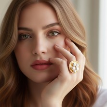 Vaoov 14 Ayar Altın Kaplama Inci Yüzük