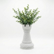 Atatuğ Hediyelik Beyaz Mermer Dokulu Kale Tasarımlı Dekoratif Vazo ve Saksı - Modern Spiral 3D Tasarım (18X11 Cm)