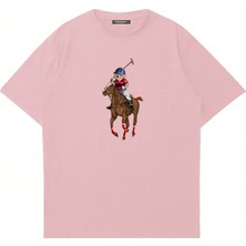 Mad&Calf Unisex Teddy Cowboy Baskılı Bisiklet Yaka Oversize Tshirt