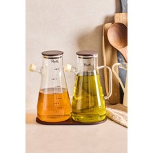 Özbience Sağlam Ahşap 2’li 900 ml Yağlık ve Sirkelik Seti, 3 Parça, Modern Tasarım