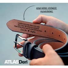 Atlas Deri Hakiki Deri Kemer- Premium Dana Derisi - Özelleştirilebilir / Koyu Kahve