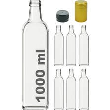 Özbience Şeffaf 1000 ml Cam Şişe, Kapaklı ve Kapüşonlu, 6'lı Paket