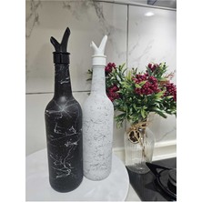 Özbience Ikili Siyah ve Beyaz Granit Desenli Mat Boyalı Cam Yağlık Sirkelik 750CC