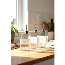 Özbience Cam Yağlık Sirkelik Seti, 3'lü, Gümüş Kapak, 350-750 Ml, Şık ve Kullanışlı