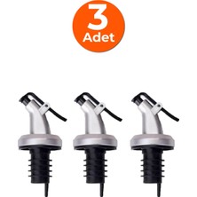 Özbience 3'lü Yağdanlık Tıpası ve Şişe Ucu Seti, Damlatmaz, Gümüş Renk