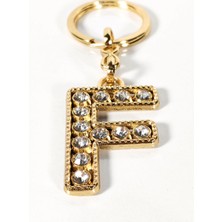 Moncuk Design Taşlı F Harfi Gold Metal Anahtarlık – Kişisel Dokunuş, Şık Işıltı ve Zamansız Stil