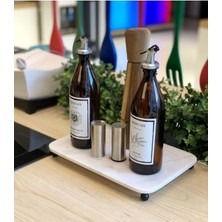 Özbience Şık Siyah Mermer Yağlık Altlığı 30X20 Cm, Ayaklı, Modern Tasarım