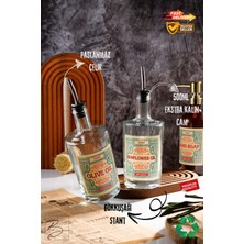 Özbience Şeffaf Kalın Cam 500ML Gökkuşağı Stantlı Zeytinyağı ve Ayçiçek Yağı Şişesi