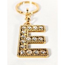 Moncuk Design Taşlı E Harfi Gold Metal Anahtarlık – Kişisel Anlam, Zarif Işıltı ve Şık Detaylar