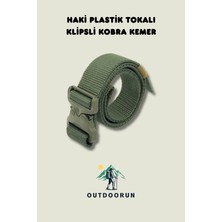 Outdoorun Haki Plastik Tokalı Klipsli Kobra Kemer