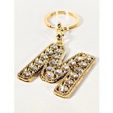 Moncuk Design Taşlı M Harfi Gold Metal Anahtarlık – Kişisel Anlam, Işıltılı Zarafet ve Şık Detaylar