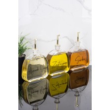 Özbience 3'lü 500ML Cam Yağdanlık Seti Gold Kapaklı, Zeytinyağı ve Sosluk Için