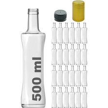 Özbience Şeffaf 500 ml Piramit Kapaklı Kapüşonlu Cam Şişe 24 Adet